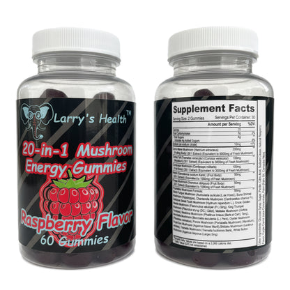 20-in-1 Mushroom Energy Gummies Raspberry Flavor