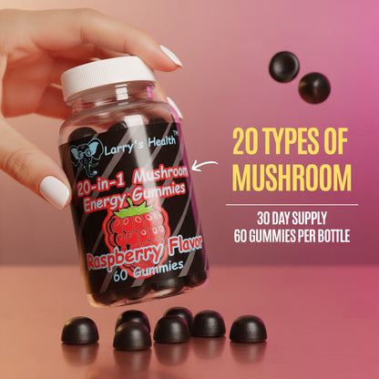 20-in-1 Mushroom Energy Gummies Raspberry Flavor