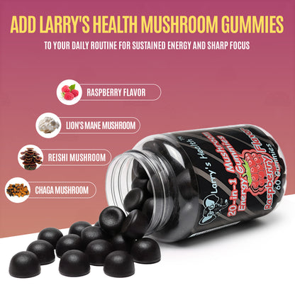 20-in-1 Mushroom Energy Gummies Raspberry Flavor